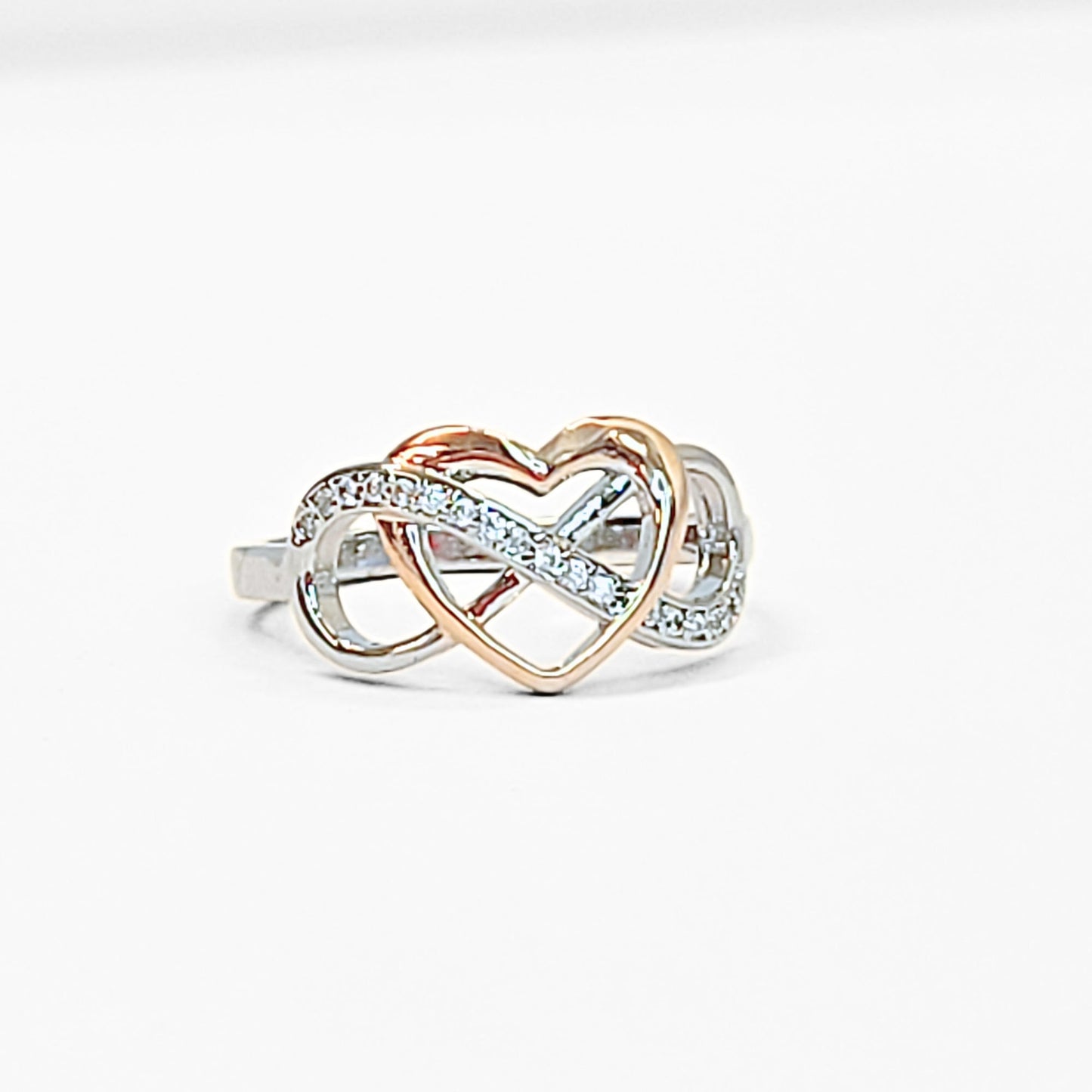 Sterling Silver Rose Gold Infinity Heart Ring