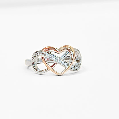 Sterling Silver Rose Gold Infinity Heart Ring