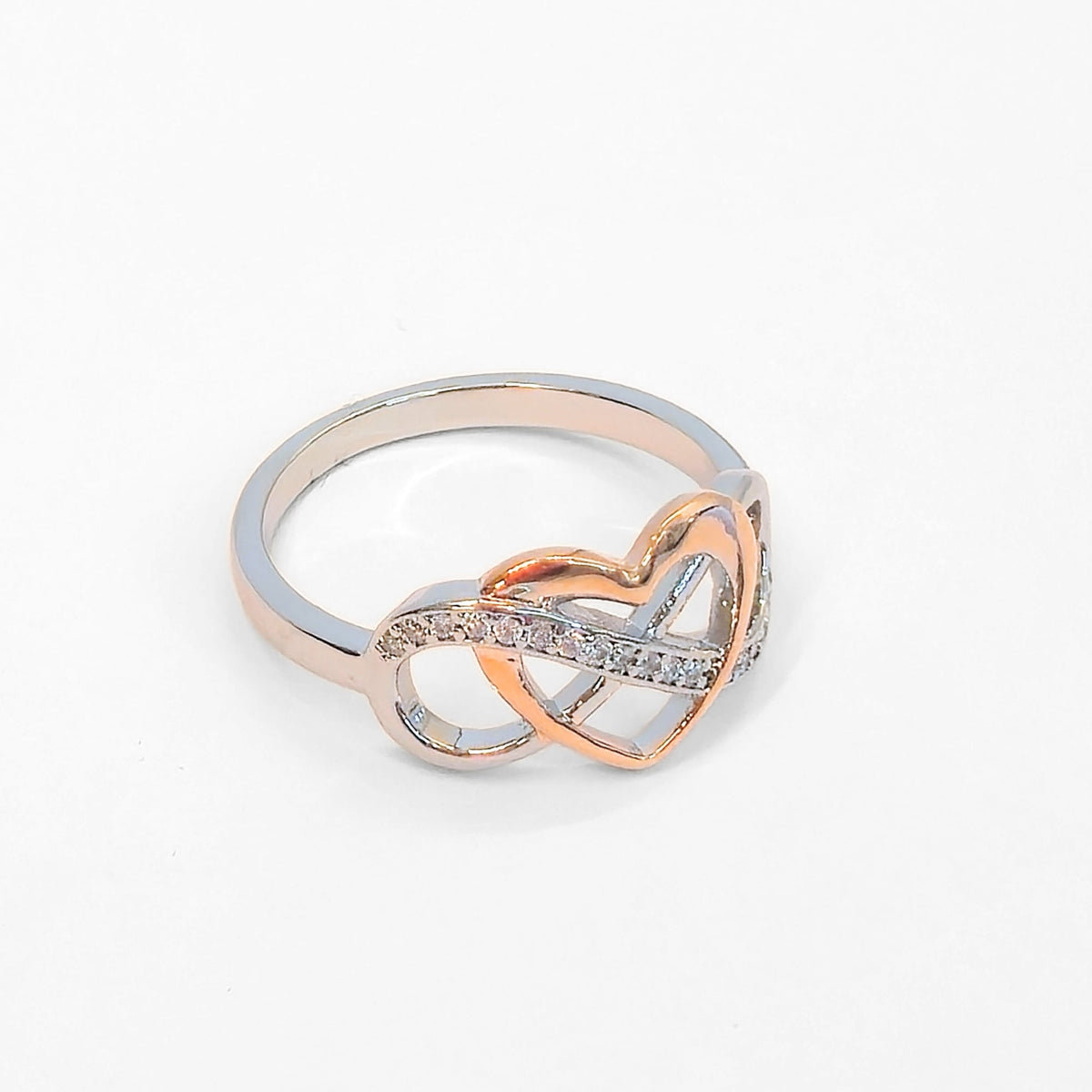 Sterling Silver Rose Gold Infinity Heart Ring