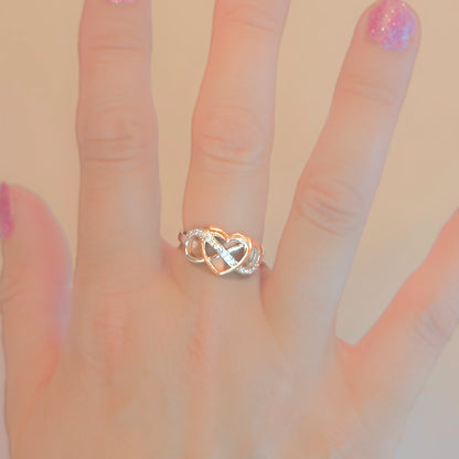 Sterling Silver Rose Gold Infinity Heart Ring