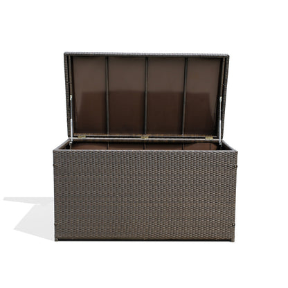 Dark Brown Outdoor Wicker Storage Box