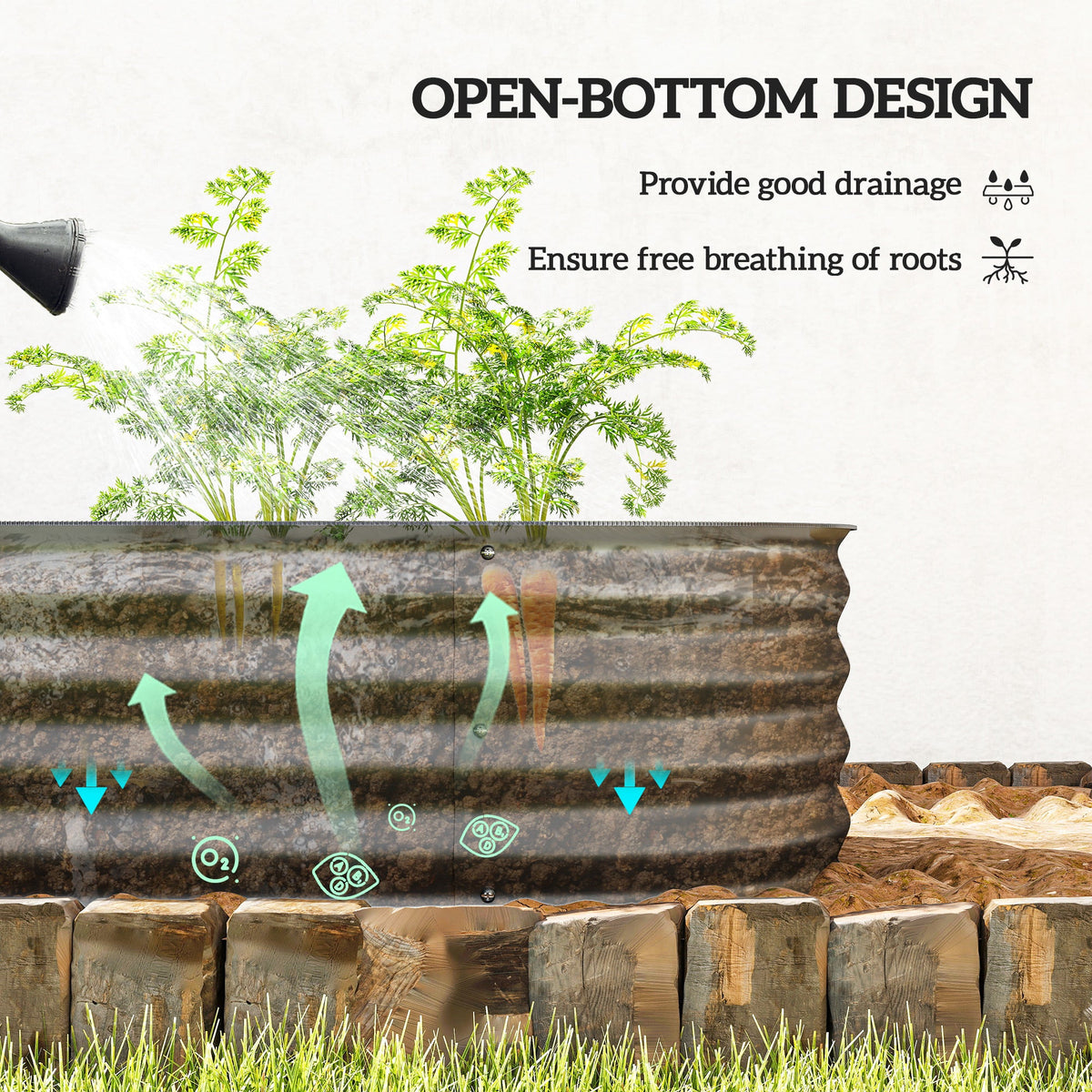 4.9 x 2 x 1ft Galvanized Raised Garden Bed Kit, Metal Planter Box with Safety Edging, Black