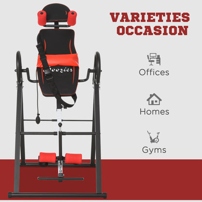 Folding Inversion Table, 20°/40°/60° Adjustable, with Safety Belt and Waist Pad for Back Pain Relief