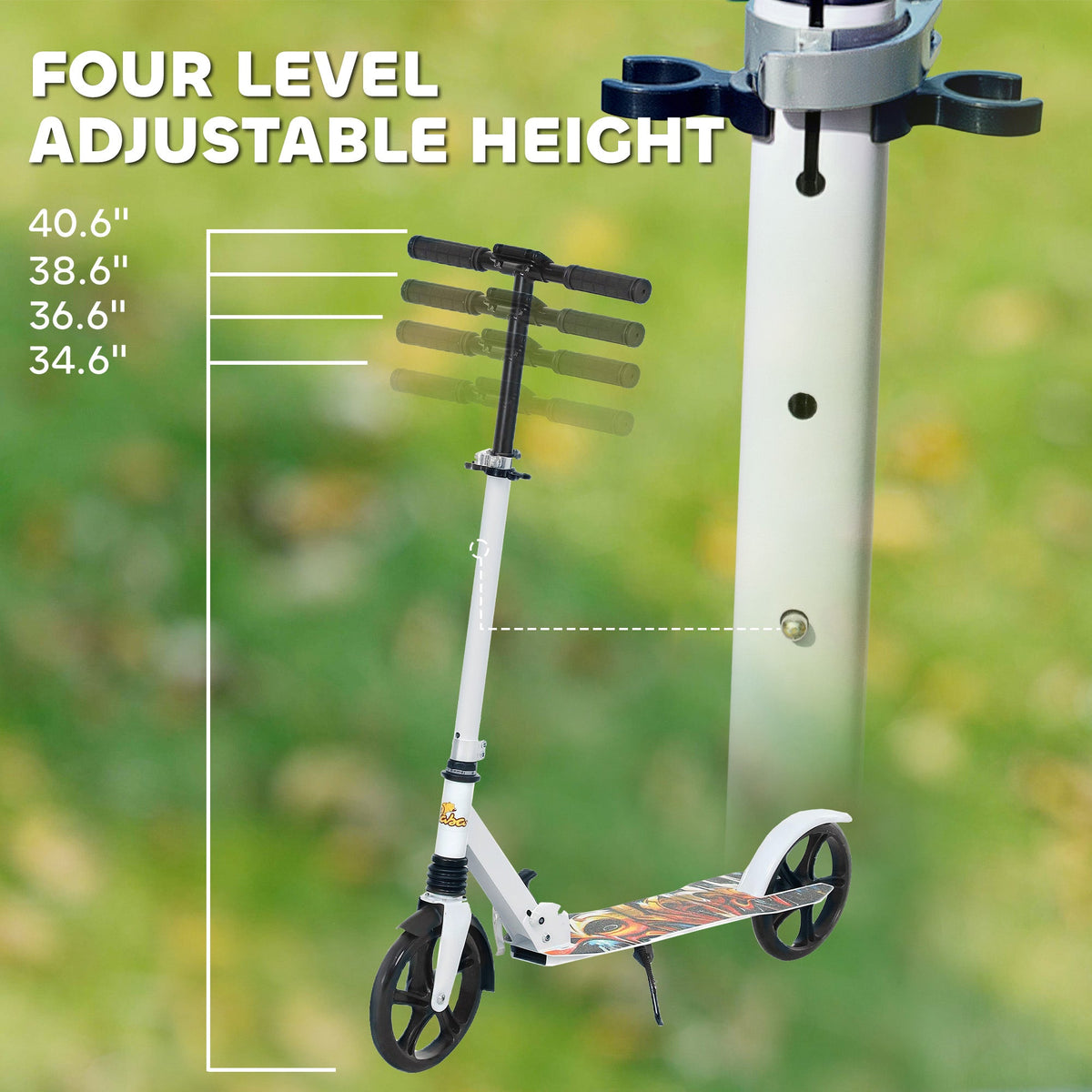 Kick Scooter for Kids Ages 6-12 with Adjustable Height, Rear-Fender Brake, 200mm Big Wheel, Foldable Design, Green