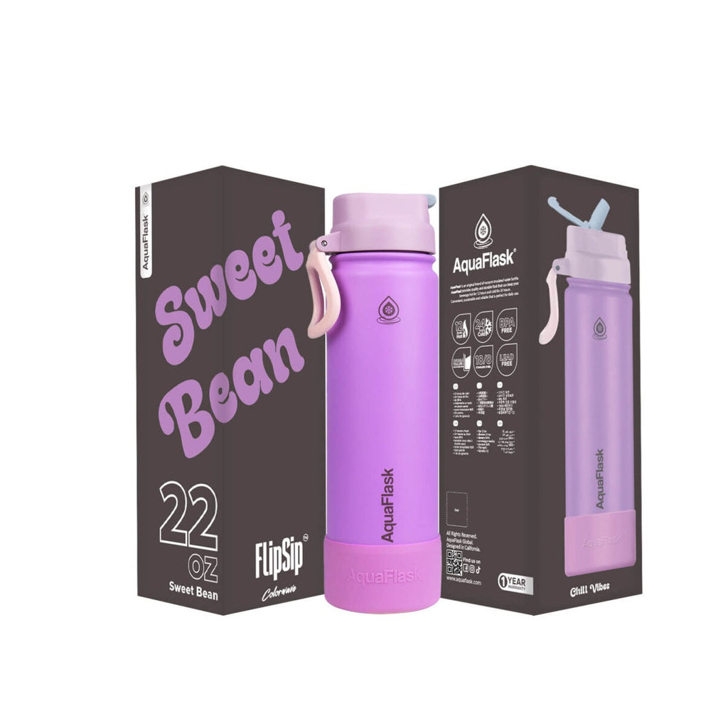 AquaFlask (22oz) Colorwave Flip Sip Insulated Water Bottle Double Wall Stainless Steel Hot & Cold