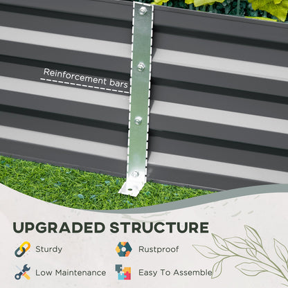 6' x 3' x 1' Raised Garden Bed with 2 Trellis Tomato Cages, Steel Frame Elevated Planter Box, Black