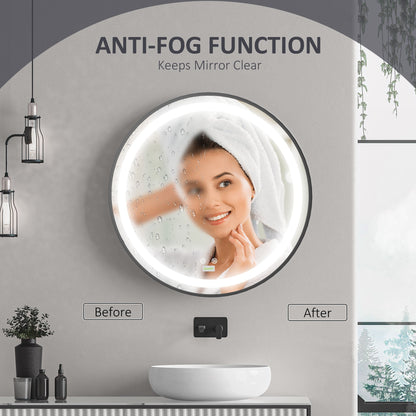 LED Bathroom Mirror for Vanity, Dimmable Lighted Anti Fog Wall Mirror with 3 Temperature Colors, Plug-in, 24 Inch