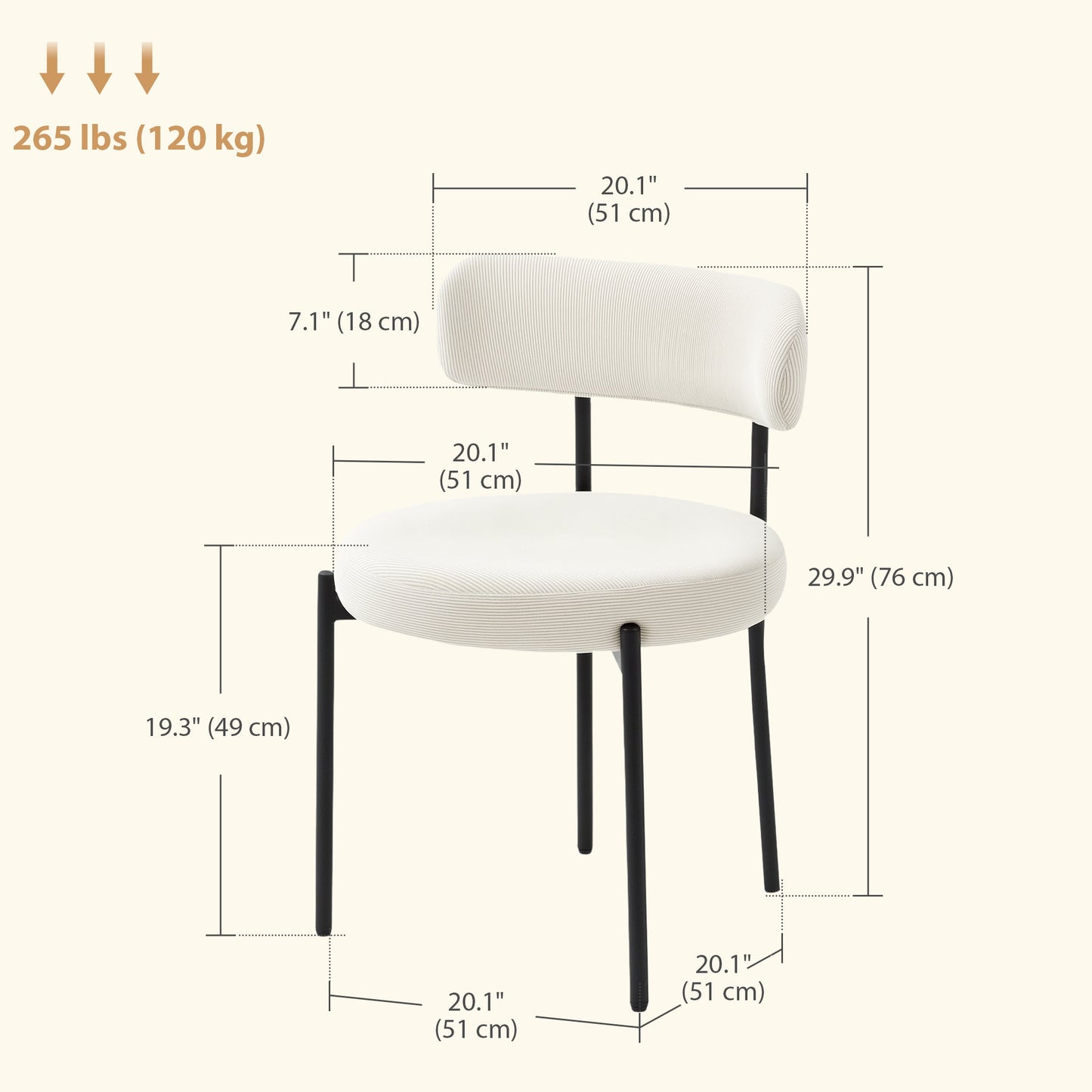 Avery 4 Pieces Modern Dining Chairs with Corduroy Upholstery-Beige