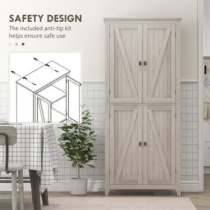 72" Freestanding Storage Cabinet, Kitchen Pantry Cabinet with Doors and Shelves for Dining Room, Natural