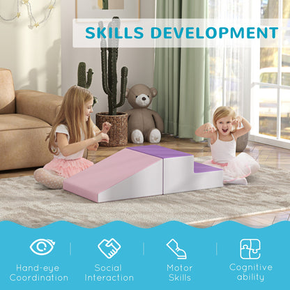2-Piece Climb and Crawl Activity Soft Play Set, Secure Foam Blocks Playset for Toddler Preschooler Babies Indoor, Activity Structure Play Equipment, Multi-colour