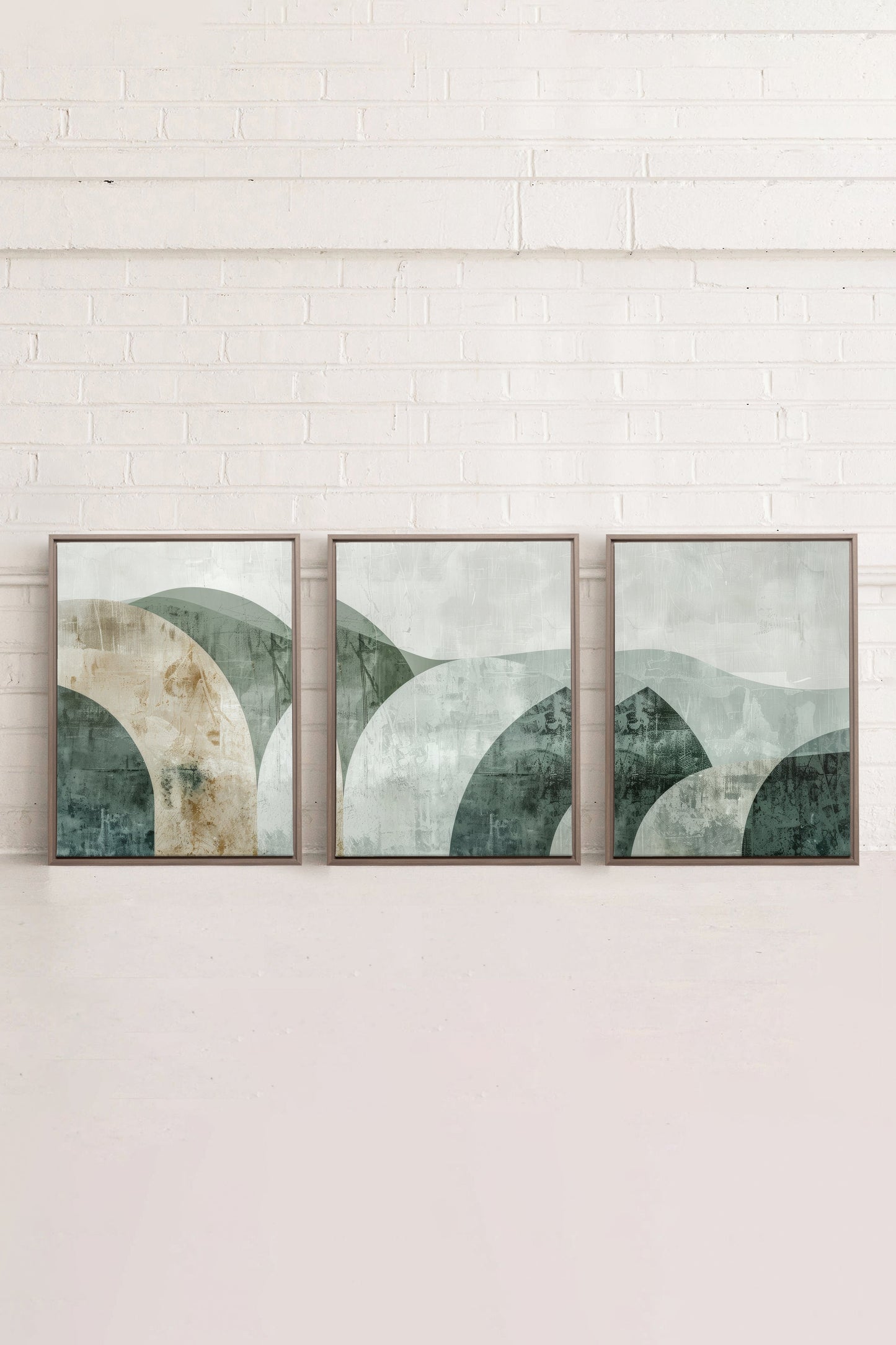 GREEN ELEGANCE TRIO (3 Oeuvres sur toile étirée)
