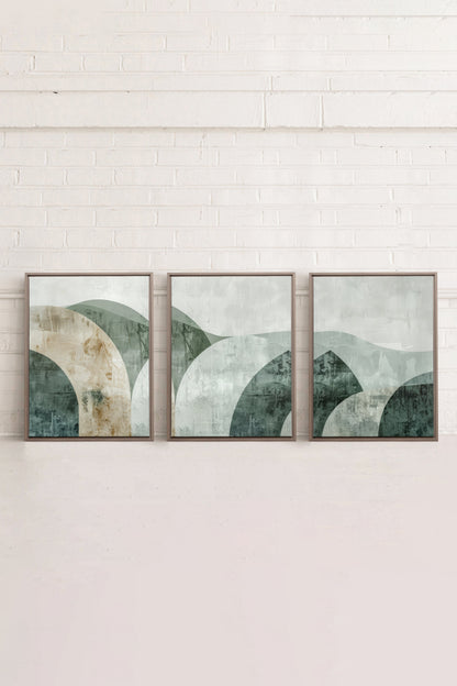 GREEN ELEGANCE TRIO (3 Oeuvres sur toile étirée)