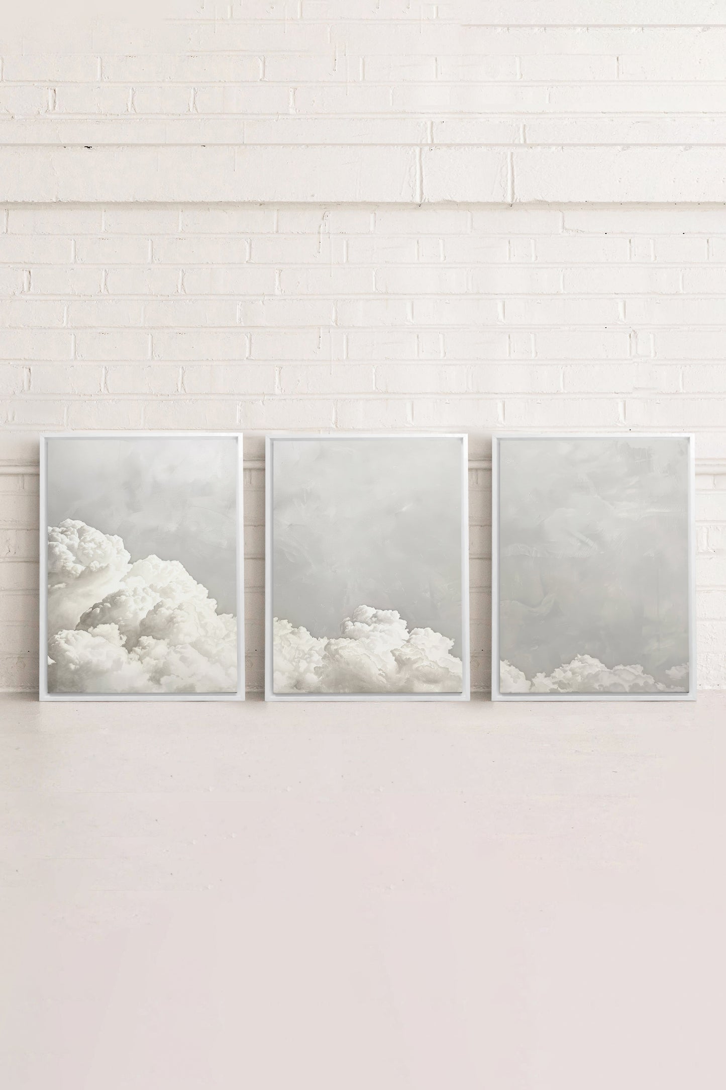 ANTIQUE CLOUDSCAPE TRIO (3 Oeuvres sur toile étirée)
