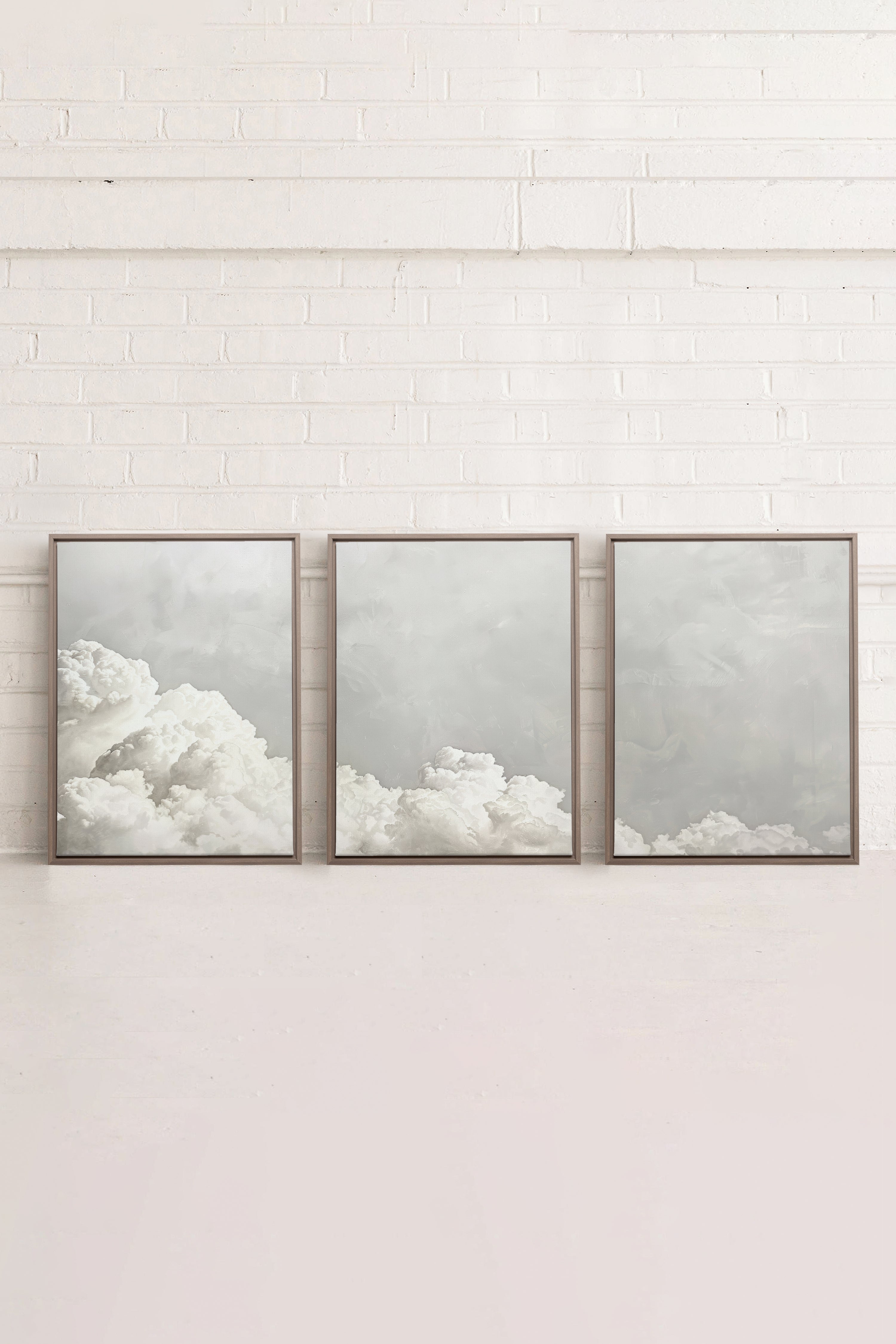 ANTIQUE CLOUDSCAPE TRIO (3 Oeuvres sur toile étirée)