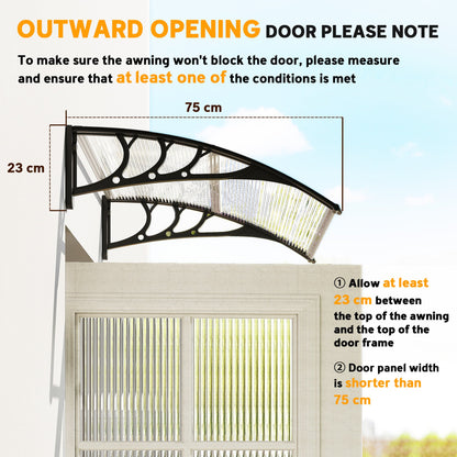 Window Awning Door Canopy, Polycarbonate Cover Patio Awnings, 30" x 50", Brown