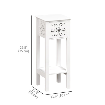 Nightstand Set of 2 with Drawer and Open Storage Shelf Black