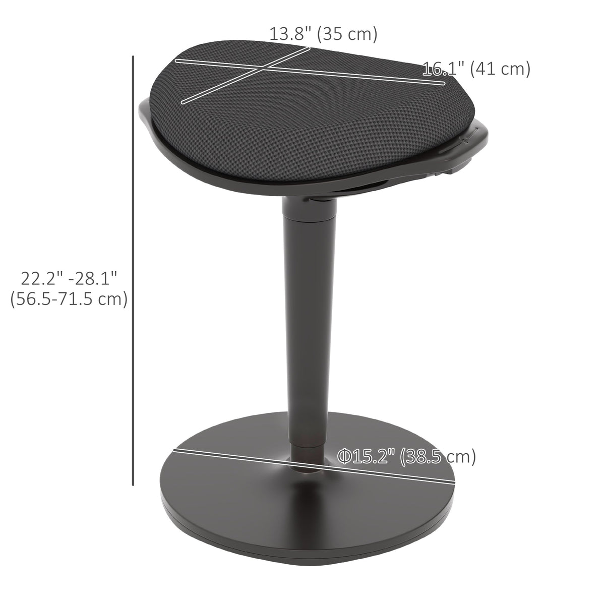 Standing Desk Stool, Ergonomic Wobble Chair, Adjustable Leaning Stool for Office Desks, with Rocking Motion, Black
