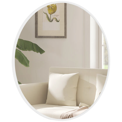 36" Round Mirror, Bathroom Wall Mirror with Metal Frame, Decorative Vanity Mirror for Living Room, Bedroom, Black