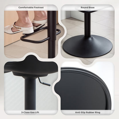 Zee Counter Height/Bar Stools Set of 2 with Adjustable Height and Swivel Seat-Black