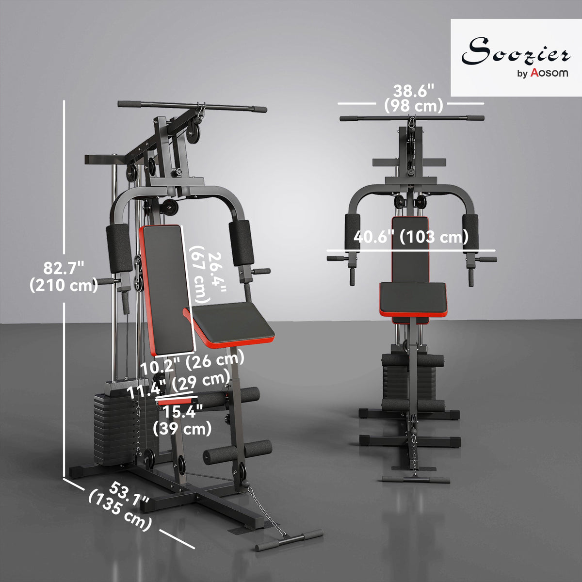 Home Gym Equipment Weight Training Machine, Multifunction Workout Machine with 143lbs Weight Stack for Full Body Workout and Strength Training, Black