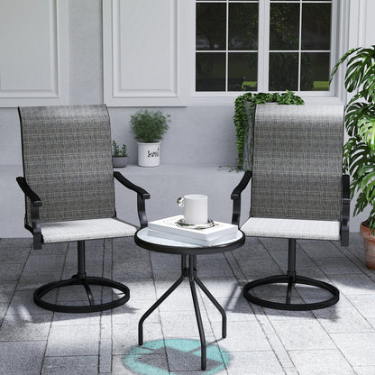 Outdoor Swivel Dining Chairs Set of 2, High Back Swivel Chairs with All Weather Mesh for Deck, Backyard, Poolside, White