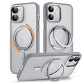for iPhone 11 Phone Case with 360° Rotatable Magnetic Ring Stand [Compatible with Mag-Safe] [Military-Grade Protection] Translucent Back iPhone 11 Case 6.1" for Women Men, Grey