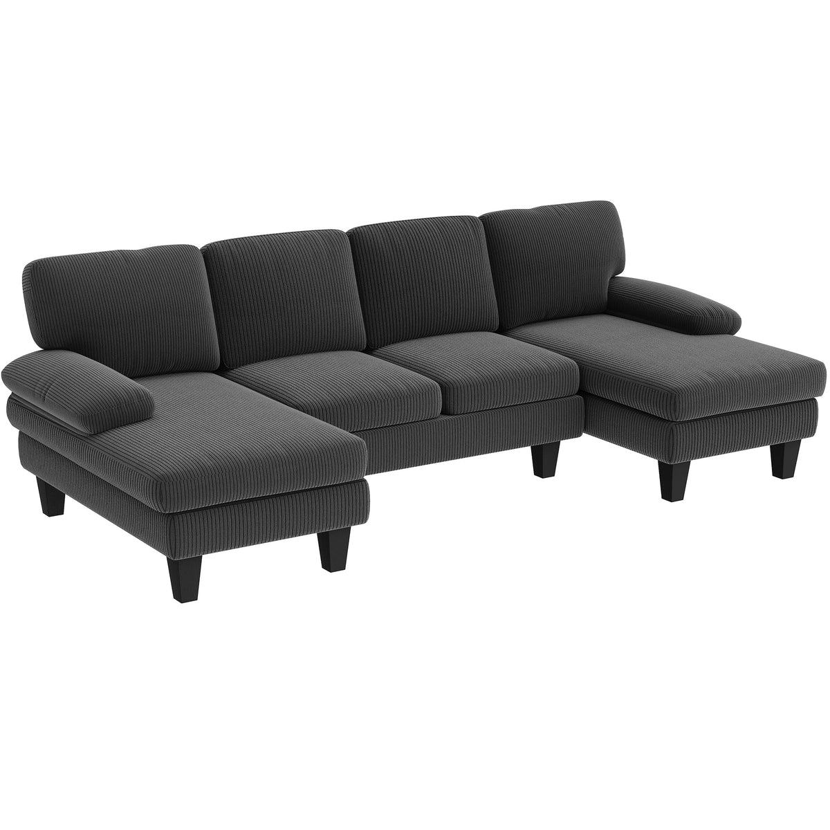 Sectional Sofa, U Shaped Couch with Double Chaise, Pillow-top Armrests and Spring Cushions, 2200lb Capacity, Beige
