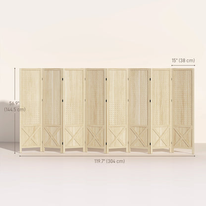 4.7' 3 Panel Wooden Room Divider with Pegboard Display, Folding Privacy Screen for Home Office, Natural