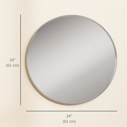 24" Decorative Wall Mirror for Bedroom Living Room, Modern Round Bathroom Mirror for Home Decor, Black