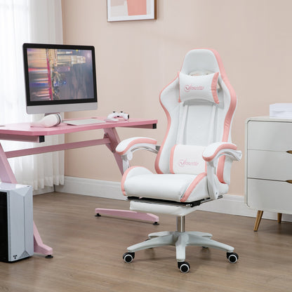 Computer Gaming Chair, PU Leather Office Desk Chair with Footrest, Swivel Wheels, 135° Reclining Back, Black