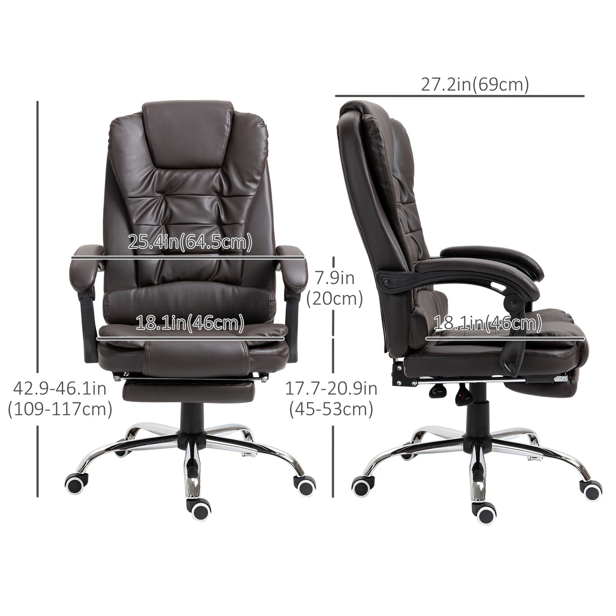 Ergonomic Office Chair with Back Support, PU leather Executive Office Chair with High Back, Retractable Footrest, Black