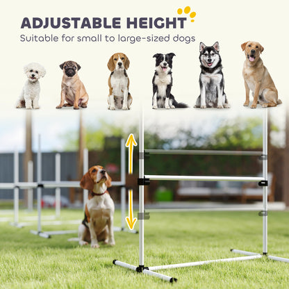 Set of 6 Dog Agility Training Equipment Adjustable Jump Bar Pet Exercise Kit with Carrying Bag (White)