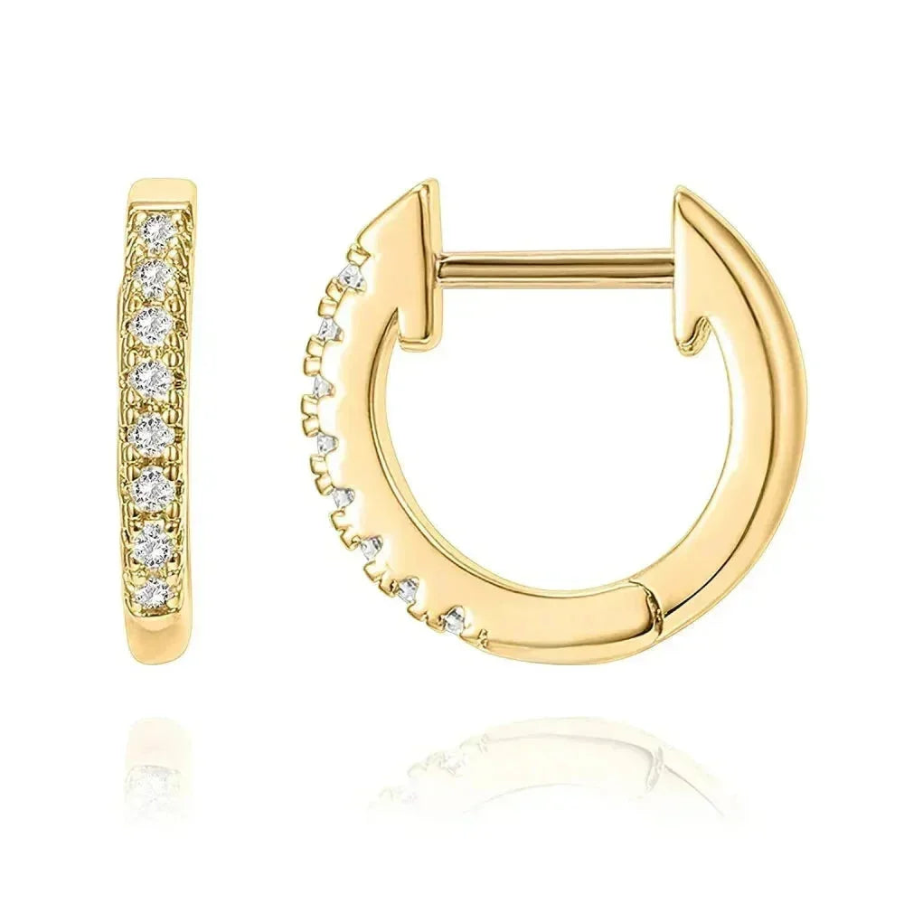14K Gold Plated 925 Sterling Silver Cubic Zirconia Cuff Earrings - Trendy and Chic