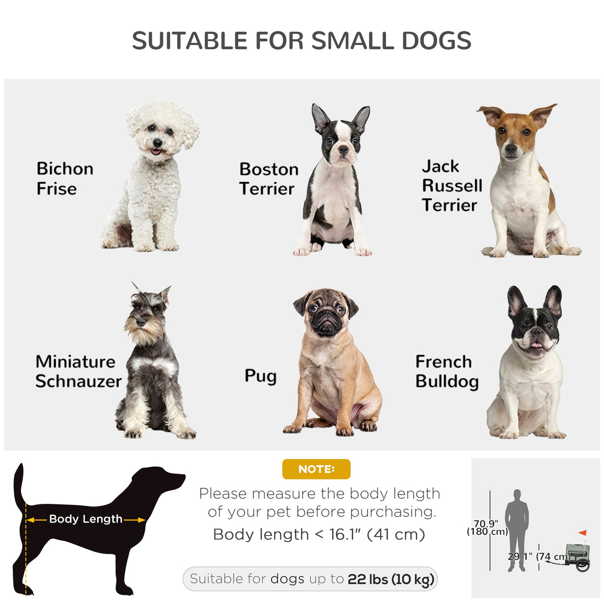 3 in 1 Dog Bike Trailer, Pet Cargo, Pet Bed with Safety Leash, Hitch, Quick-Release Wheels, Cushion for Small Dogs