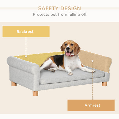 Modern Pet Sofa Cat or Medium Large Dog Bed W/ Removable Seat Cushion, Dark Grey