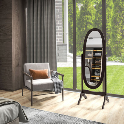 Floor Standing Mirror Full Length Mirror with Adjustable Angle Oval Frame for Dressing Room Bedroom Living Room White