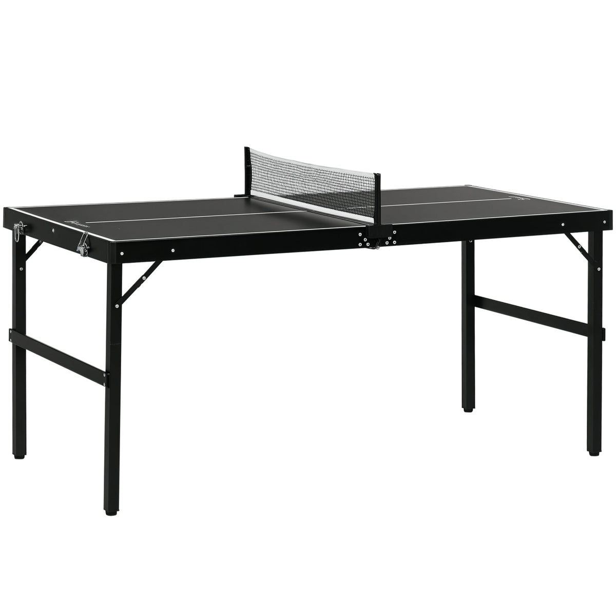 Mini Folding Table Tennis Table with Aluminium Frame, Portable Outdoor Ping Pong Table with Net for Indoor Outdoor Garden Camping, Black