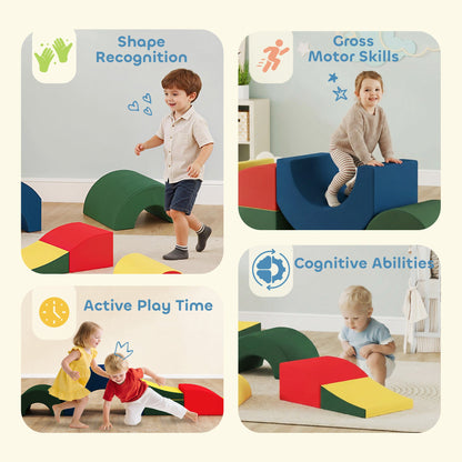 Toddlers Climbing Toys, 5-Piece Foam Climbing Blocks, Soft Play Set, Indoor for Stacking, Crawling, Sliding
