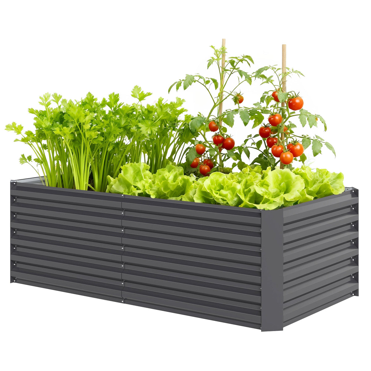 6' x 3' x 2' Raised Garden Bed, Galvanized Planter Box for Growing Flowers, Herbs and Vegetables, Brown