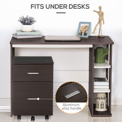Mobile Filing Cabinet, Vertical File Cabinet with 2 Drawers, Wheels, for Letter or A4 File, Natural