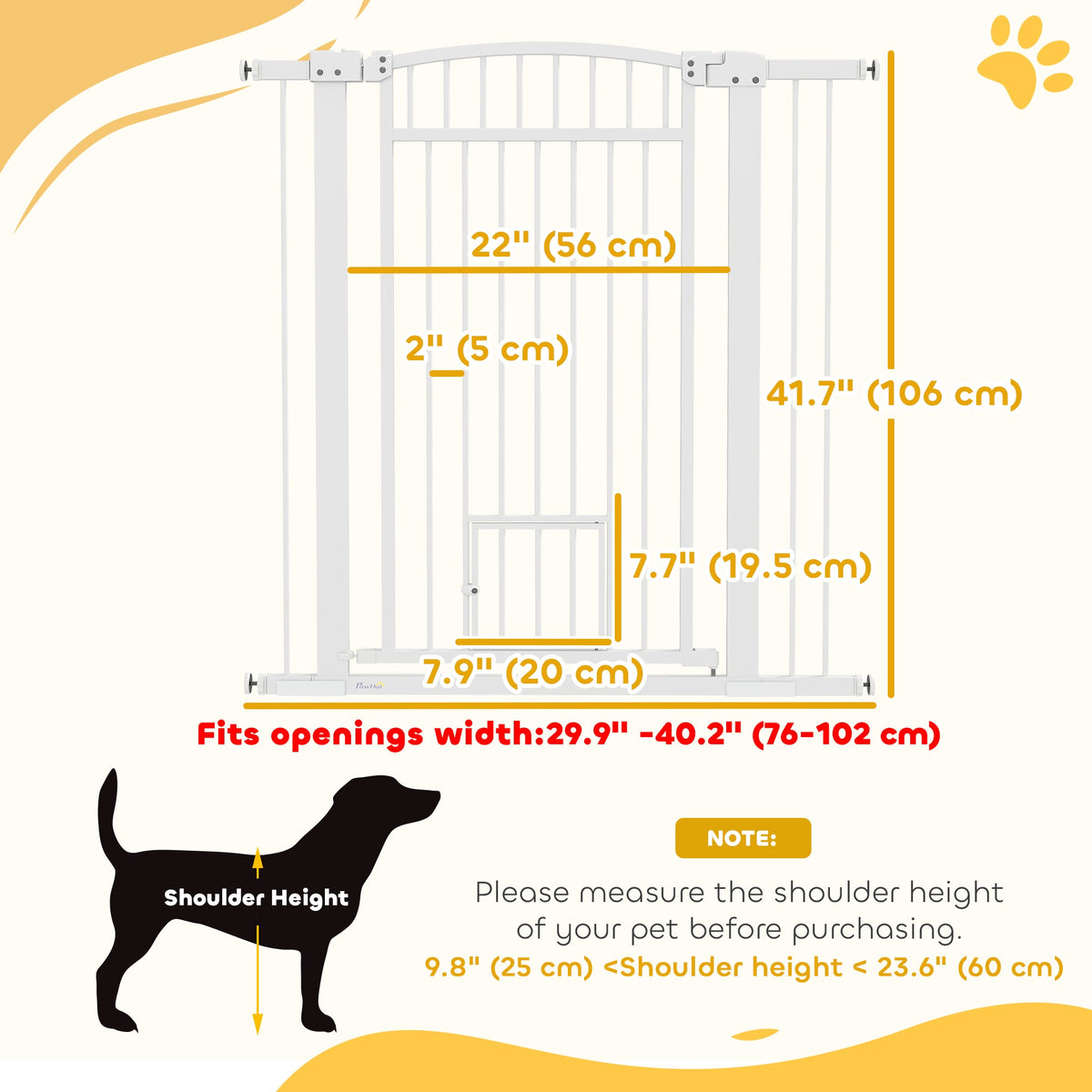 30"-41" Extra Wide Pet Gate with Small Door, 30" H Dog Gate with 3-Inch and 5.5-Inch Extension Kit