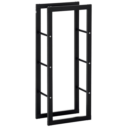 15.7" x 9.8" x 39.4" Firewood Rack Outdoor, Log Holder Fireplace Storage Rack with Handles and 220 lbs. Weight Capacity, Black