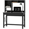 Sloan Computer Desk with Hutch and Storage Shelves-Black