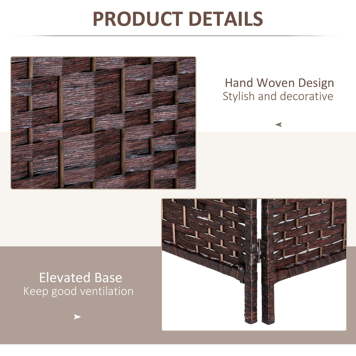 6ft Folding Room Divider, 3 Panel Wall Partition with Wooden Frame for Bedroom, Home Office, Natural