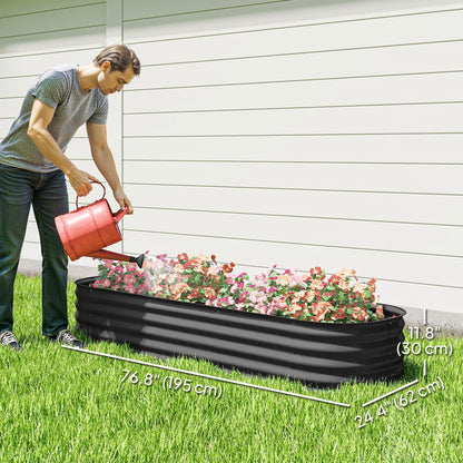 4.9 x 2 x 1ft Galvanized Raised Garden Bed Kit, Metal Planter Box with Safety Edging, Black