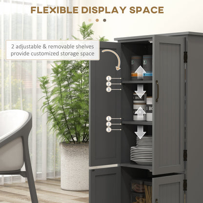 48" 4-Door Storage Cabinet Multi-Storey Large Space Pantry with Adjustable Shelves Black