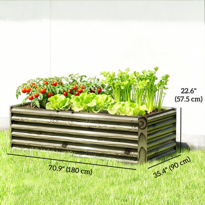 6' x 3' x 2' Raised Garden Bed, Galvanized Planter Box for Growing Flowers, Herbs and Vegetables, Brown