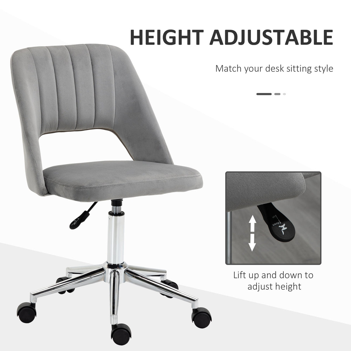 Mid Back Office Chair Velvet Fabric Swivel Scallop Shape Computer Desk Chair, Green
