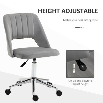 Mid Back Office Chair Velvet Fabric Swivel Scallop Shape Computer Desk Chair, Green