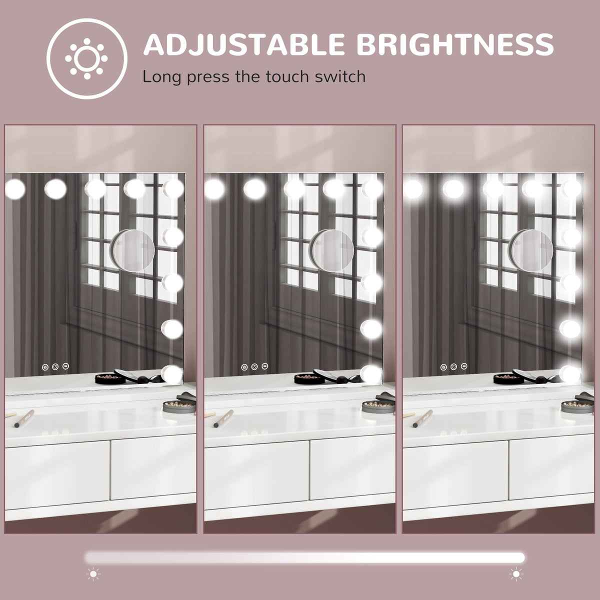 Hollywood Makeup Mirror with Lights, 3 Lighting Modes, USB Charging Port, Tabletop or Wall Mounted, White